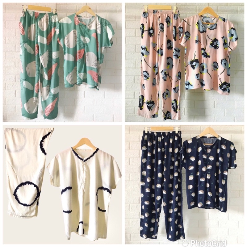 DAILY SET BAJU TIDUR BUSUI PAJAMAS ONE SET SETELAN RAYON TIE DYE MOTIF