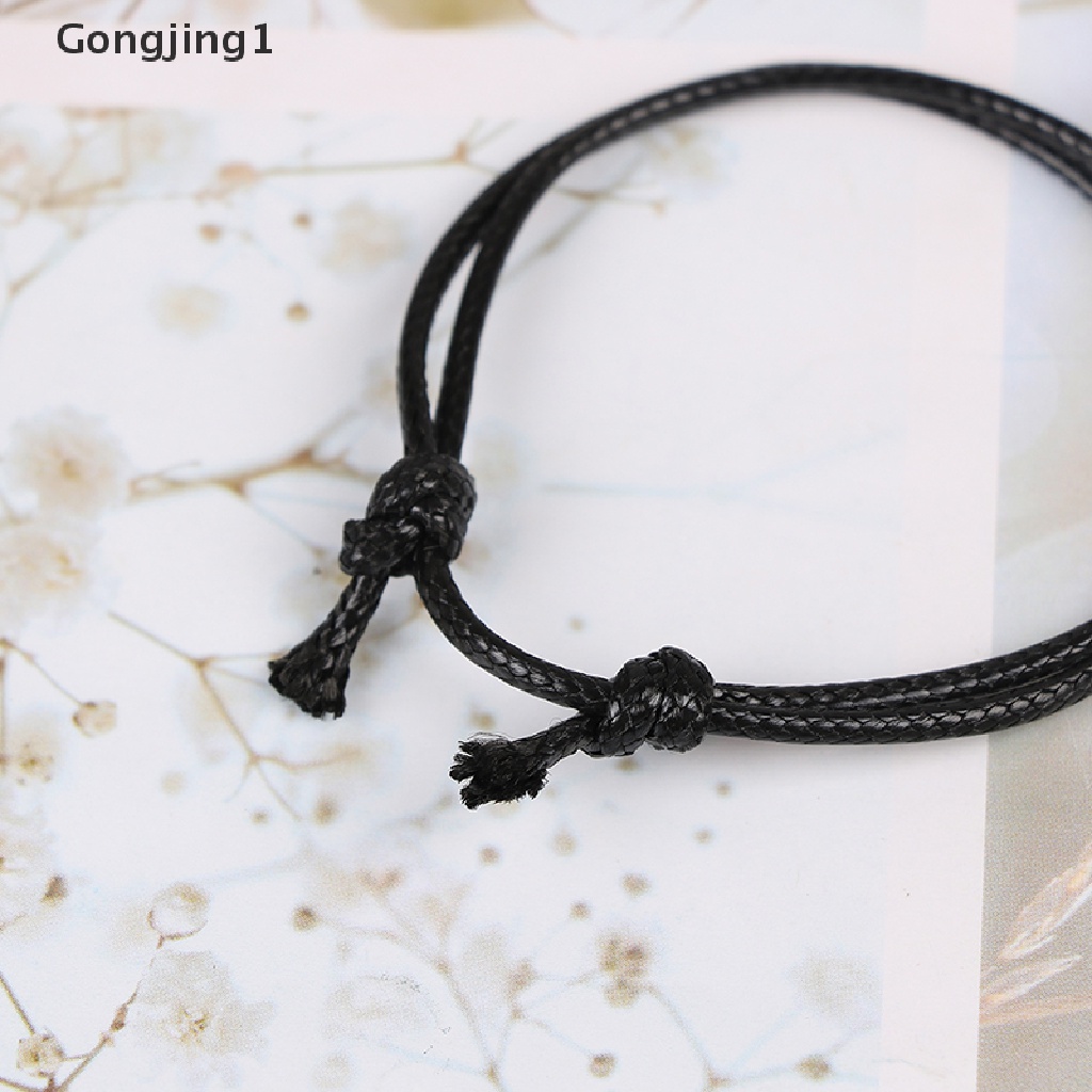 Gongjing1 2pcs Gelang Tangan / Kaki Tali Kulit Warna Merah DIY Untuk unisex / Pria / Wanita