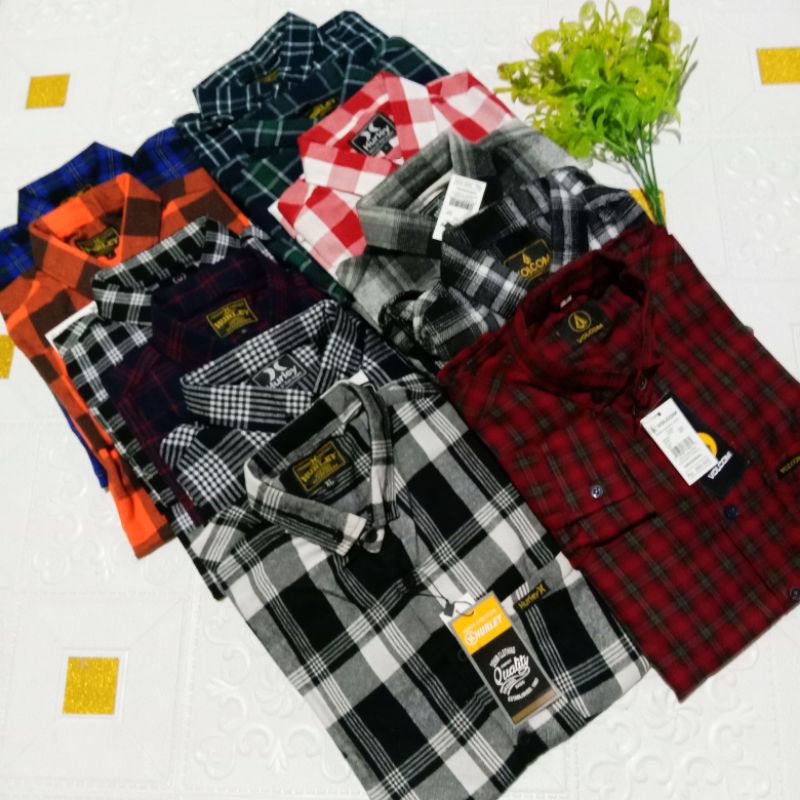 {Paket usaha}kemeja flanel impor pria lengan panjang motif random dengan harga Murmer