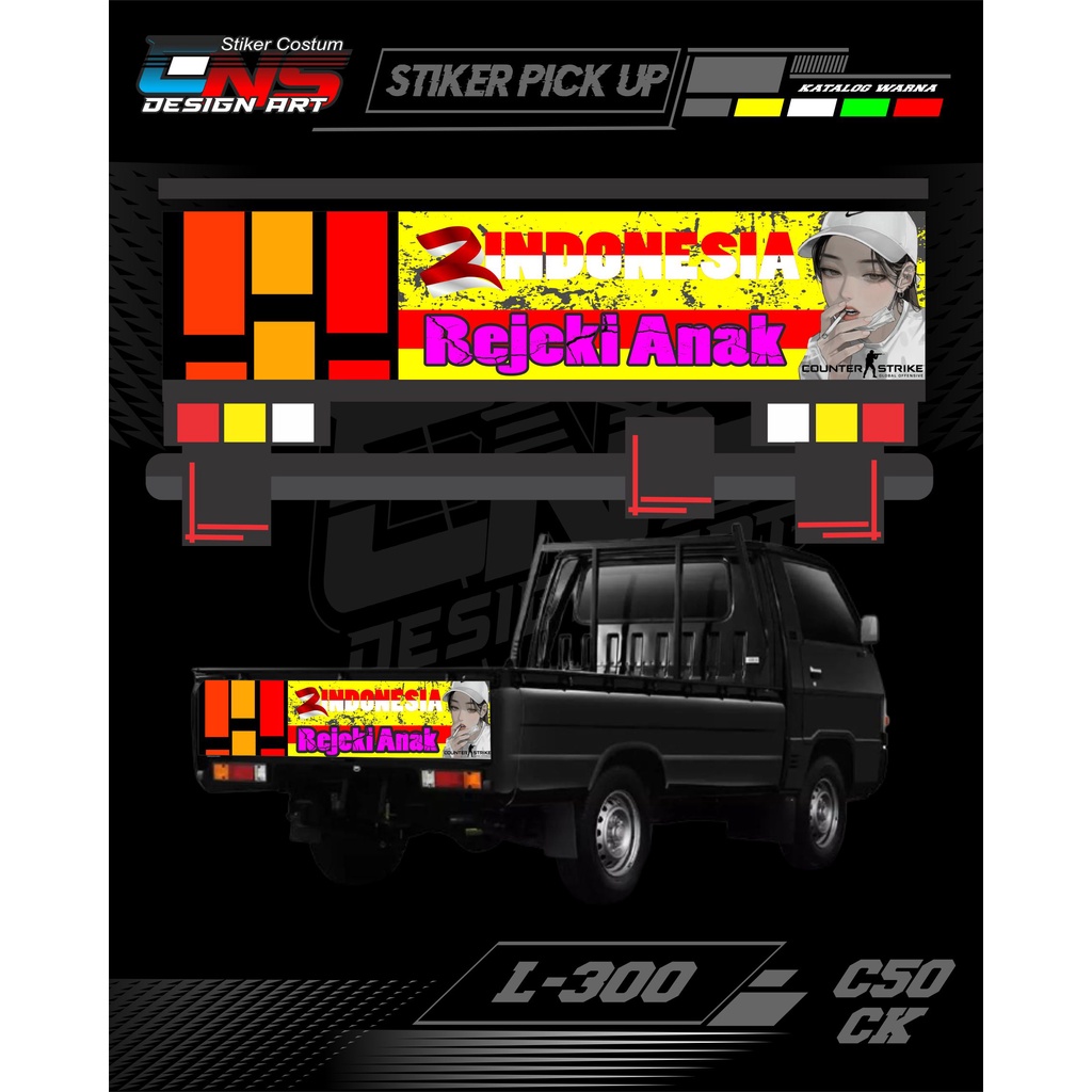 Stiker pintu belakang L-300/carry new/carry ts 120cc/grandmax Bahan nyala Stiker decal Pintu belakan