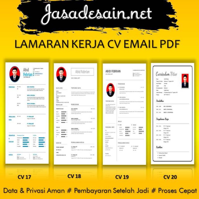 RESUME LAMARAN KERJA CV EMAIL PDF TIPE 5