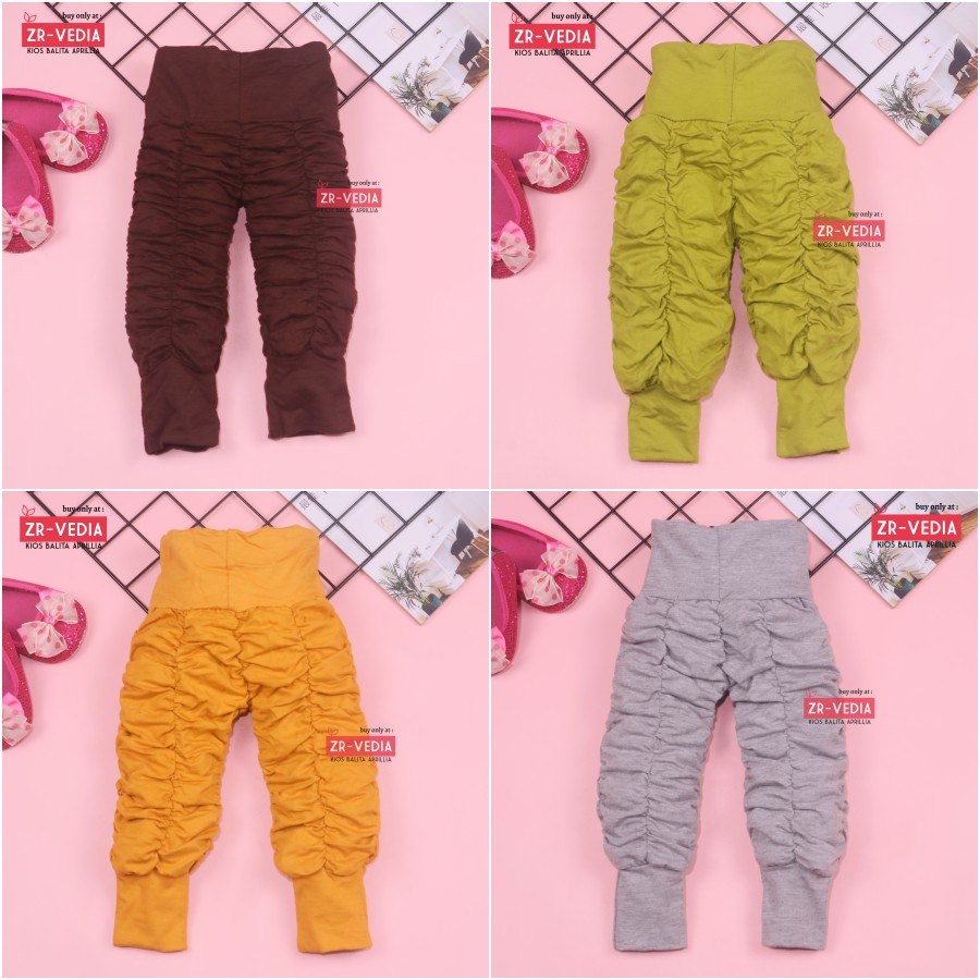 Legging Kerut Polos uk 3-12 Bulan / Celana Bayi Anak Perempuan Leging Panjang Ketat Murah Adem