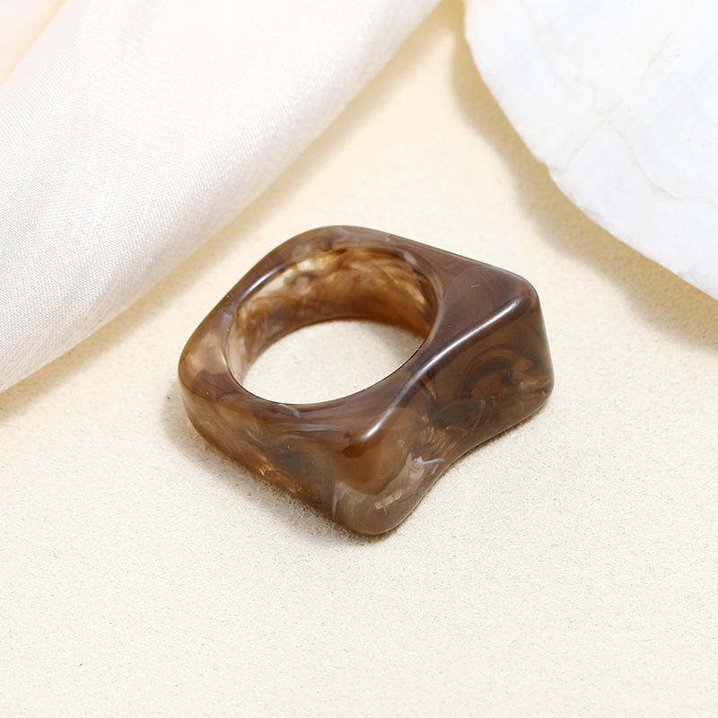 Vintage acetate square ring women solid ring temperament accessories