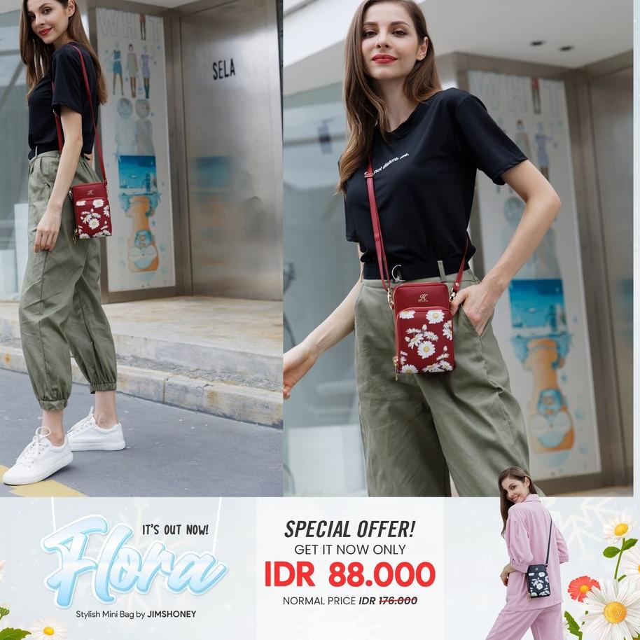 ☊ FLORA MINI BAG JIMS HONEY Tas Sling Wanita Kecil Fashion Selempang Import Jimshoney Murah James ☋