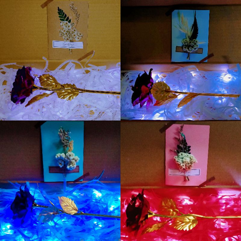 

box hampers mawar emas murah tanpa lampu/dengan lampu (pita bisa request warna)