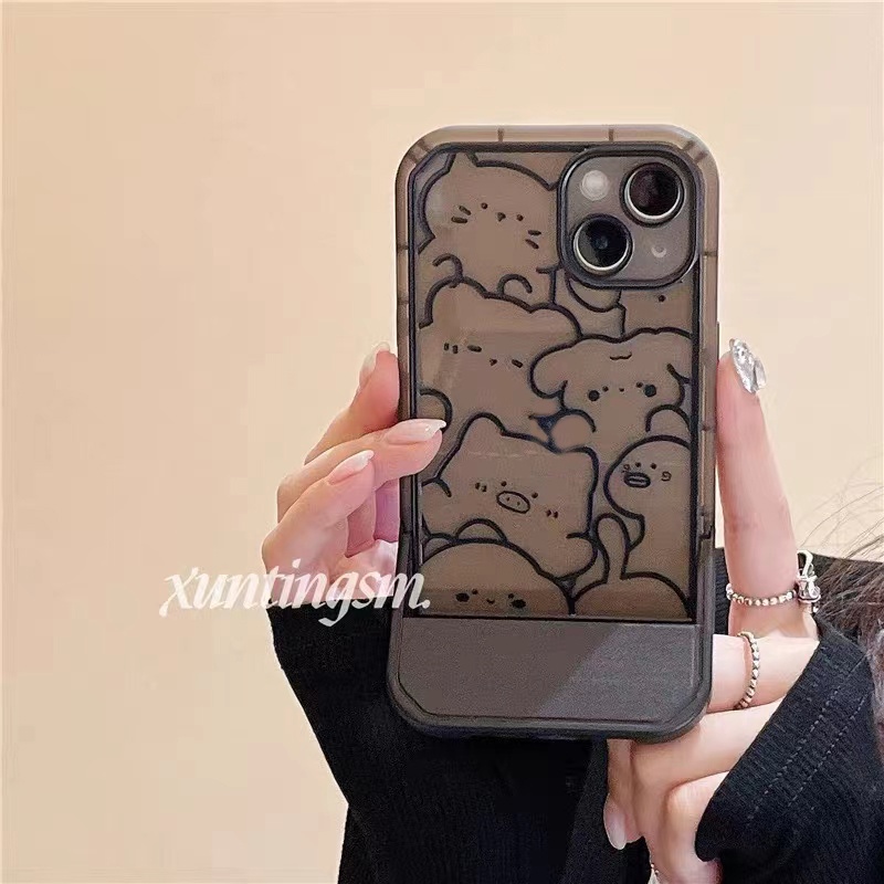 Soft Case TPU Transparan Dengan Bracket Untuk iPhone 12 13 Se 2020 6 6S 7 8 Plus X XS XR 11 Pro Max