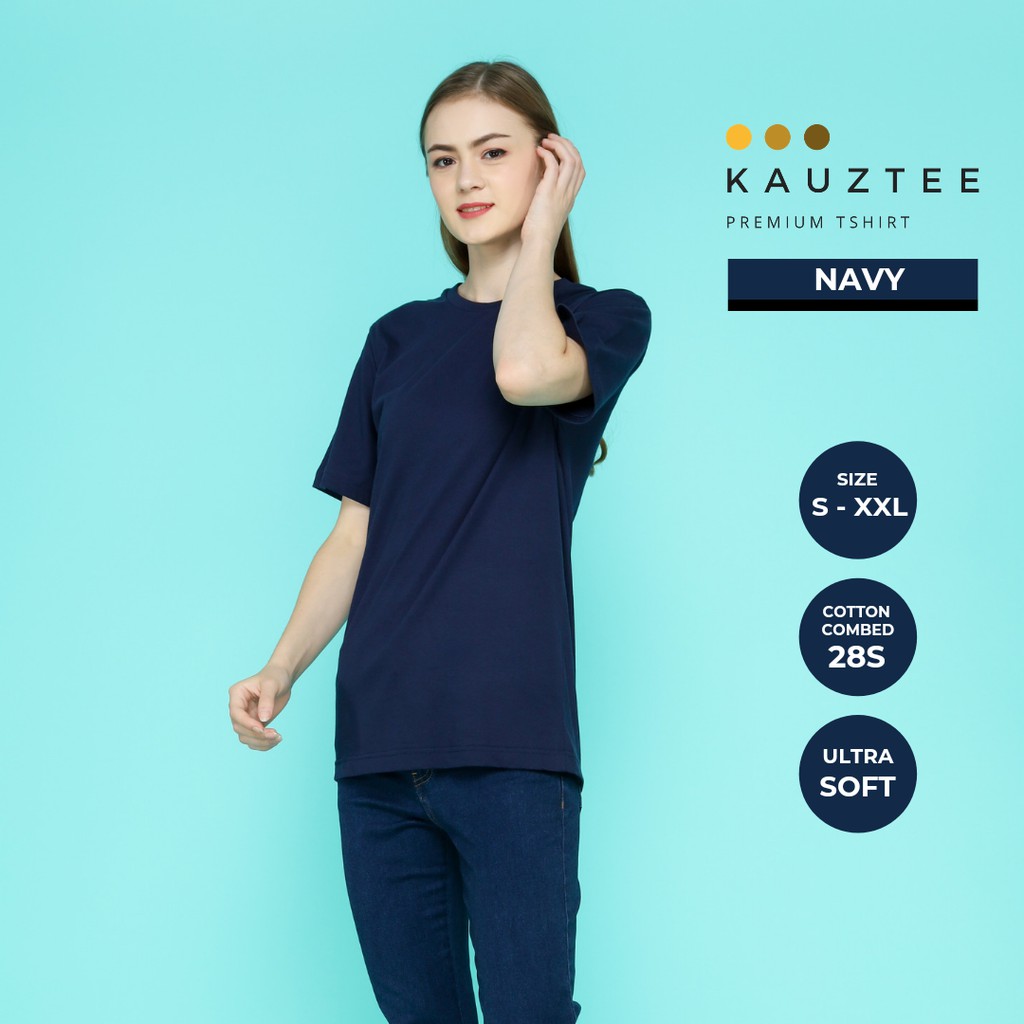 Kaos Tshirt Polos KAUZTEE Premium Tshirt Unisex 100% Cotton Combed 28s - Navy