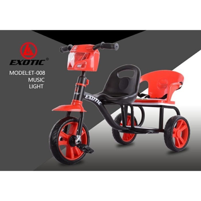 Exotic Sepeda Roda Tiga Anak ET008 2 Kursi IC Music N light Ban Eva / Sepeda Anak (Tersedia varian warna)