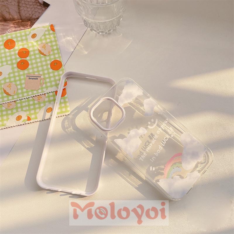 Casing Softcase Tpu IPhone 12 11 13 Pro Max 7 8 Plus XR XS Max X SE 2020 Gambar Awan Pelangi Musim Panas 3 In 1