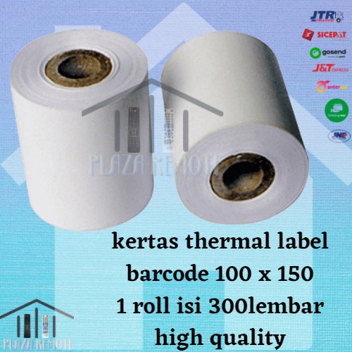 kertas print thermal label barcode 100 x 150 1 roll isi 300lembar high quality