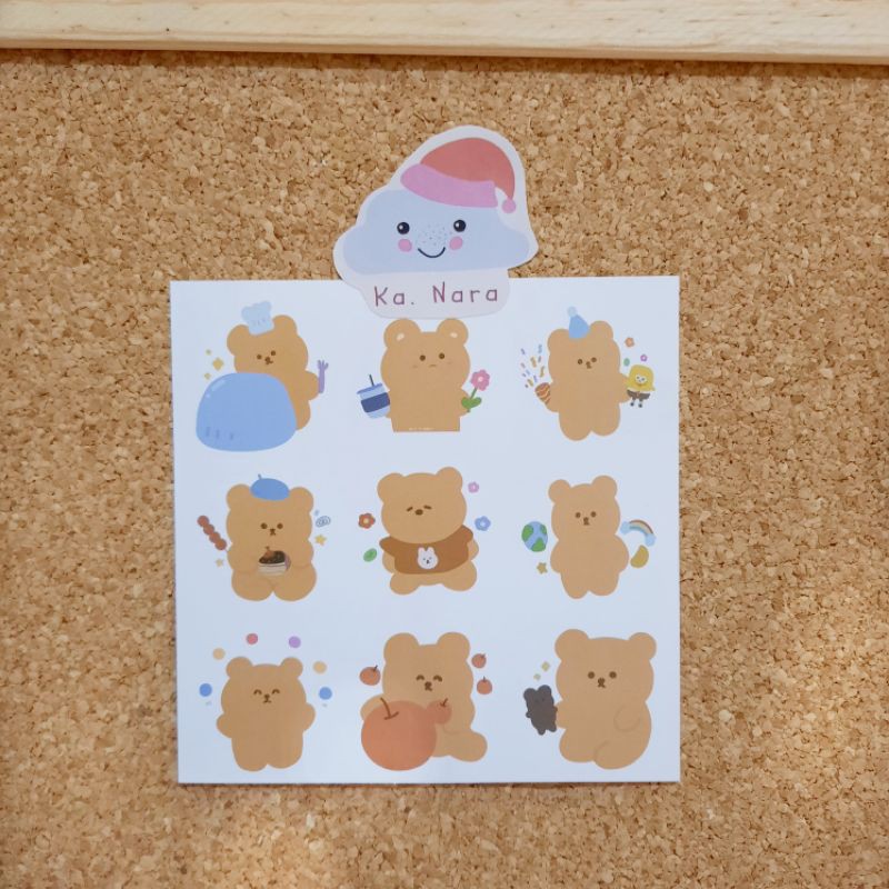 

1 Lembar Stiker Kertas Motif Kartun Beruang Untuk Scrapbook/Alat Tulis