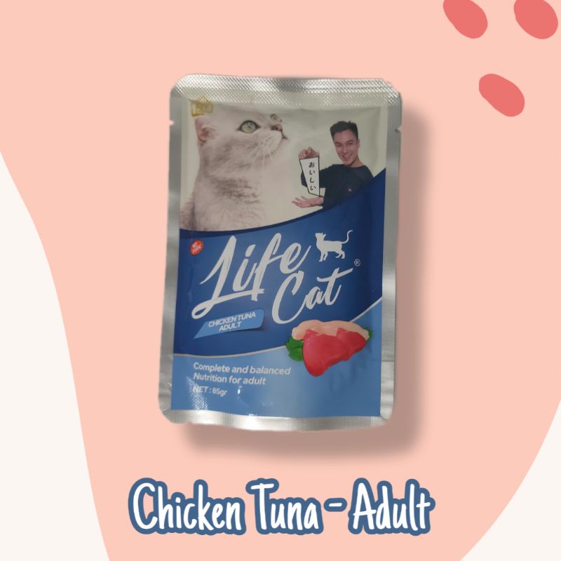 [LIFECAT POUCH 85GR] LifeCat Wetfood Kitten/Adult Salmon, Tuna, Chicken