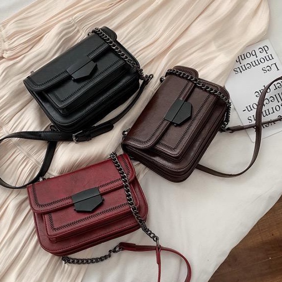 BJ15604 - BLACK/COFFEE/RED - TAS SLEMPANG JINJING TOTEBAG HANDBAG TALI RANTAI KULIT SINTETIS TAS WANITA FASHION IMPORT MODIS ELEGAN TERMURAH TERLARIS TERBARU BAGSTORE JAKARTA TAS BATAM LT1801 ELJ5604 JT07150 CR7540 BQ3203