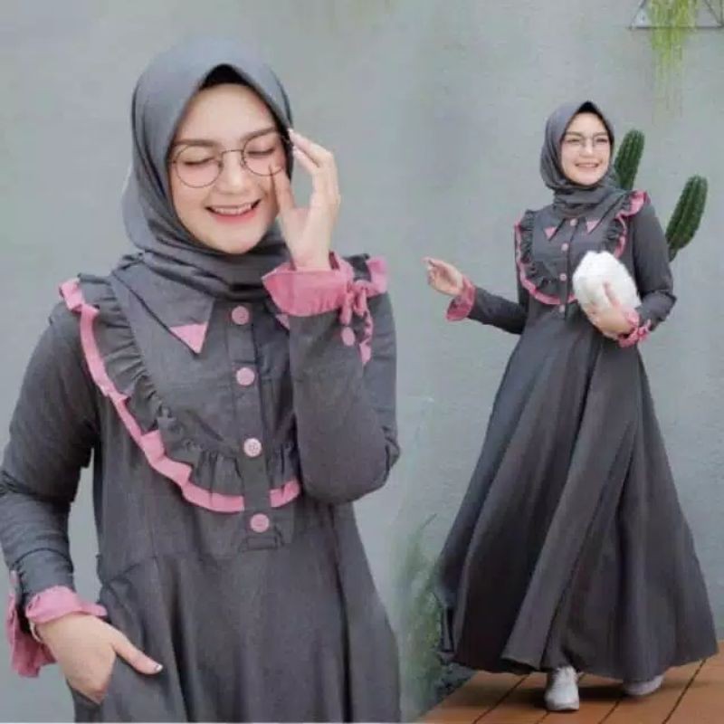 [Fashion Muslim] Gamis KIMMY dress | maxy | rempel | kombinasi | terlaris | terbaru