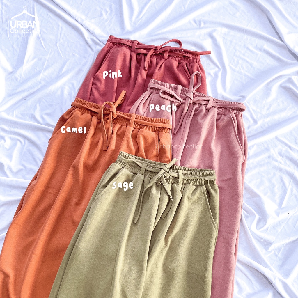 Celana Kulot Wanita Loose Cullote Pants Homewear Premium- Tied Waist ( PREMIUM QUALITY )