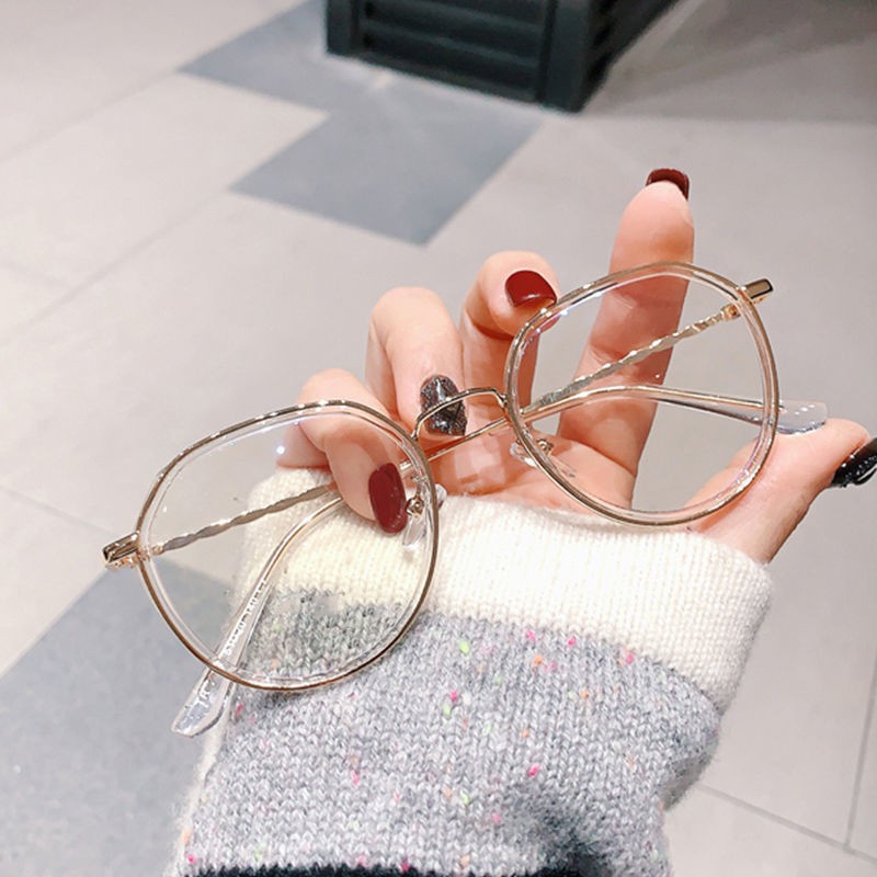 ♥TMALL88♥ Kacamata Baca Frame Anti Radiasi Metal Gaya Retro Untuk Pria / Wanita KM111