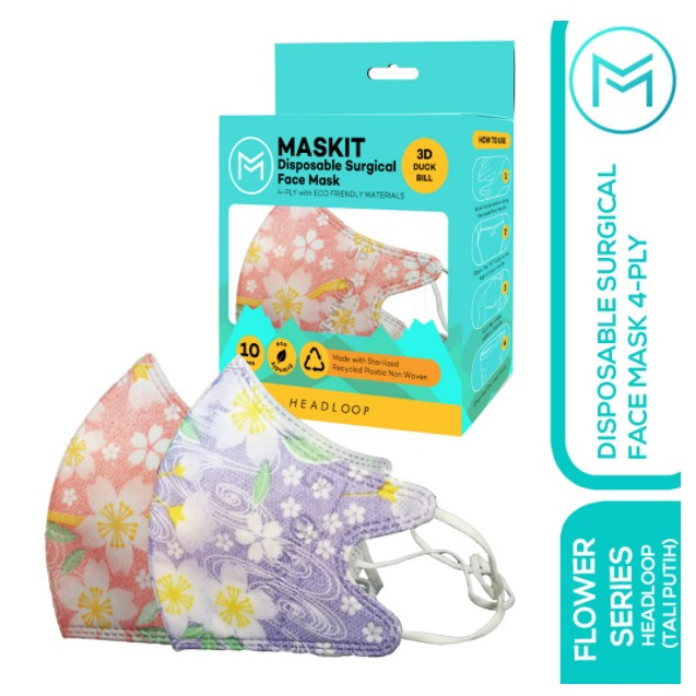 Masker Duckbill Maskit Flower Series Earloop & Hijab