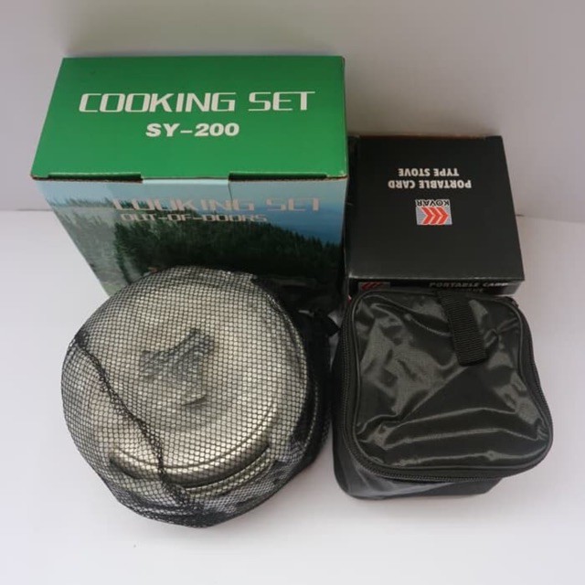 【Bisa COD】 Kompor Portable &amp; Cooking set 3 Orang DS-200 DS200 Anti Angin SY200 SY-200 Kotak