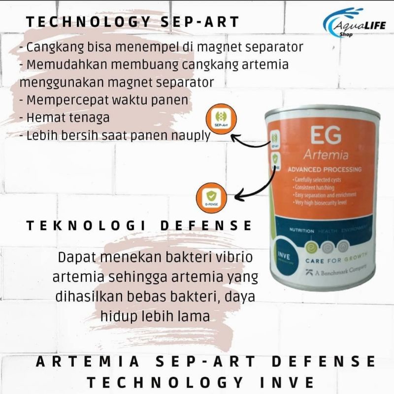 EG artemia 20gr &amp; 42,5gr Sep-art tecnology INVE pakan burayak ikan cupang guppy discus cardinal