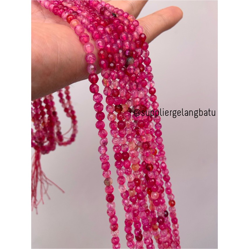 bahan batu 4mm Purple Agate CUTTING aksesoris FACET gelang kalung batu