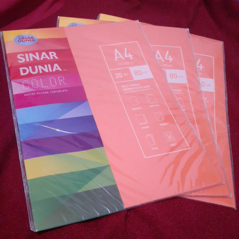 

Kertas HVS Sinar Dunia Color A4 210 x 297 mm 80 Gsm Oranye/ Oren