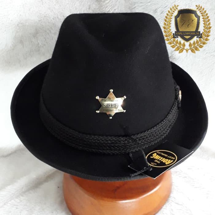 TOPI LAKEN  TOPI FEDORA  TOPI SHERIFF HITAM  TOPI LAKEN PRIA  TOPI FEDORA PRIA