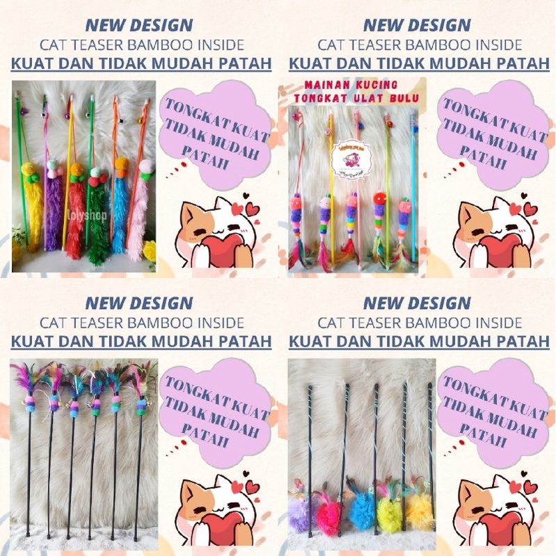 [PROMO DISKON TERMURAH] mainan kucing tongkat ekor tupai warna warni cat toys