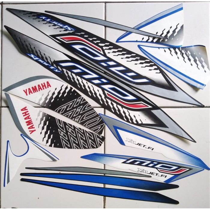 READY stiker striping yamaha mio j sporty 2013 hitam biru