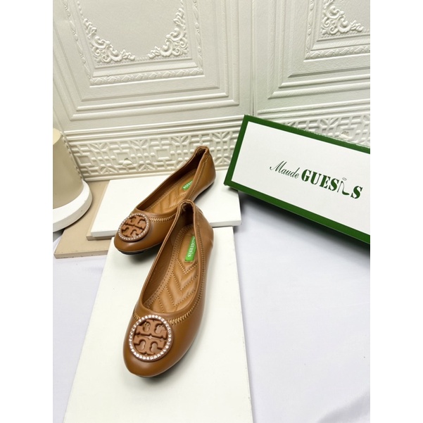 sepatu heel wanita terbaru kekinian pesta MAUDE GUESIS sepatu flat premium import bahan kulit TOR16