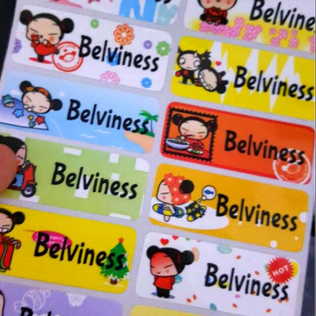 

Label nama anti air stiker waterproof Pucca