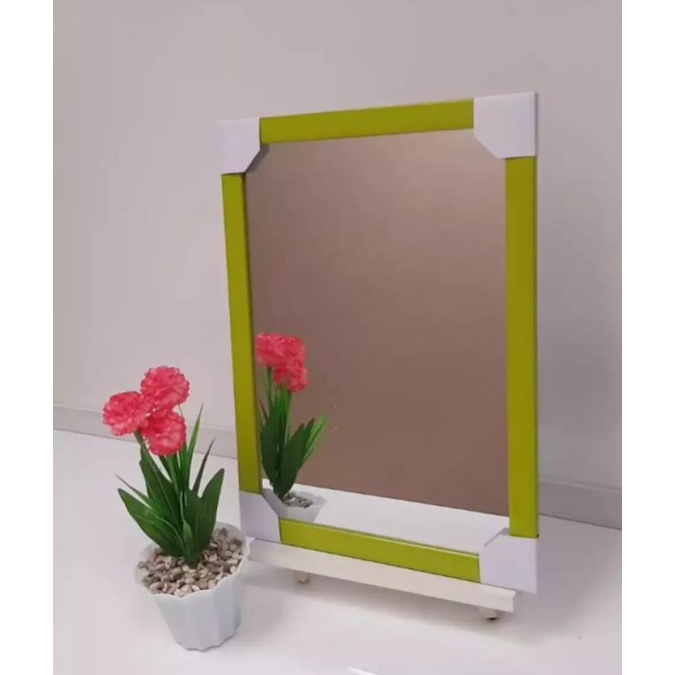 Promo Cermin dinding gantung minimalis Cermin tempel murah Cermin aesthetic Cermin makeup  45 X 35-Hijau muda