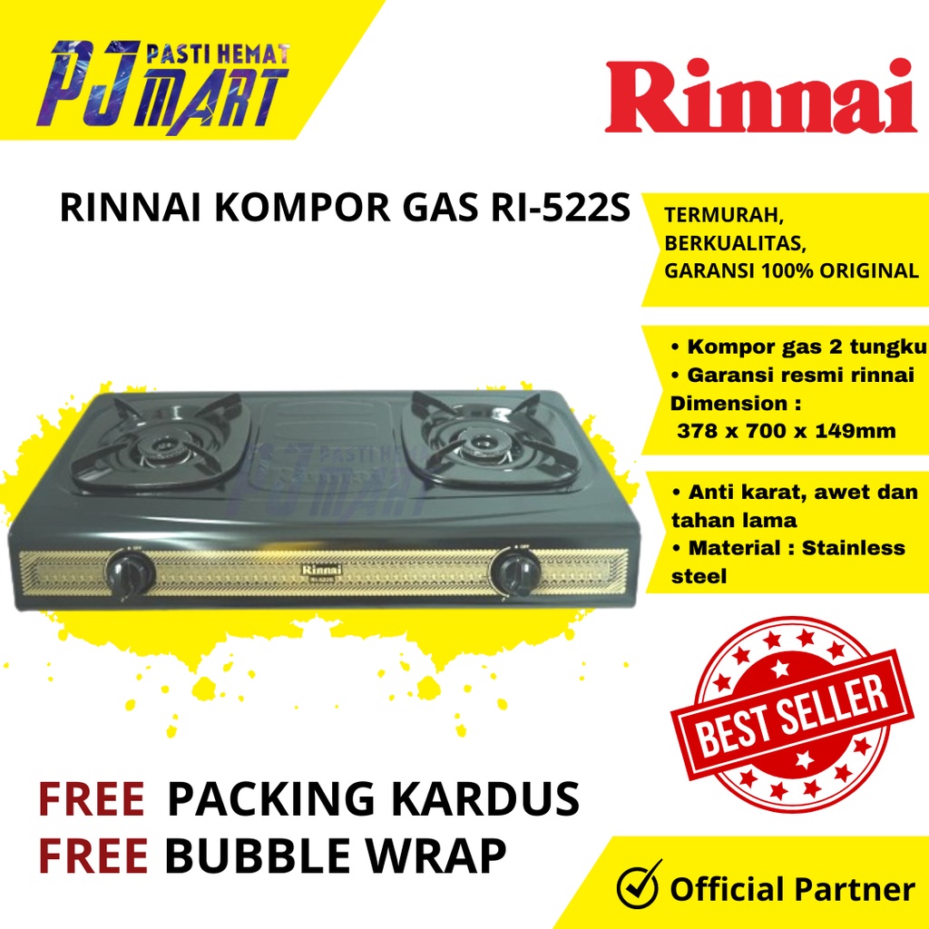 Kompor 2 Tungku Rinnai | Rinnai kompor gas RI-522S