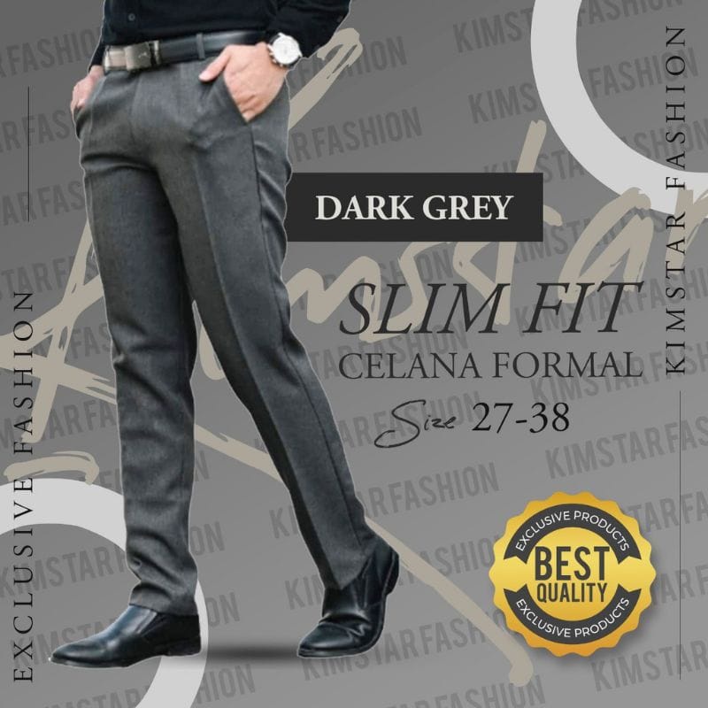 Celana Kantor Pria Slim Fit 27 38 Celana Formal Bahan Wol Elastis Realpict Pola Normal Nyaman Di Pakai KAFA SHOP