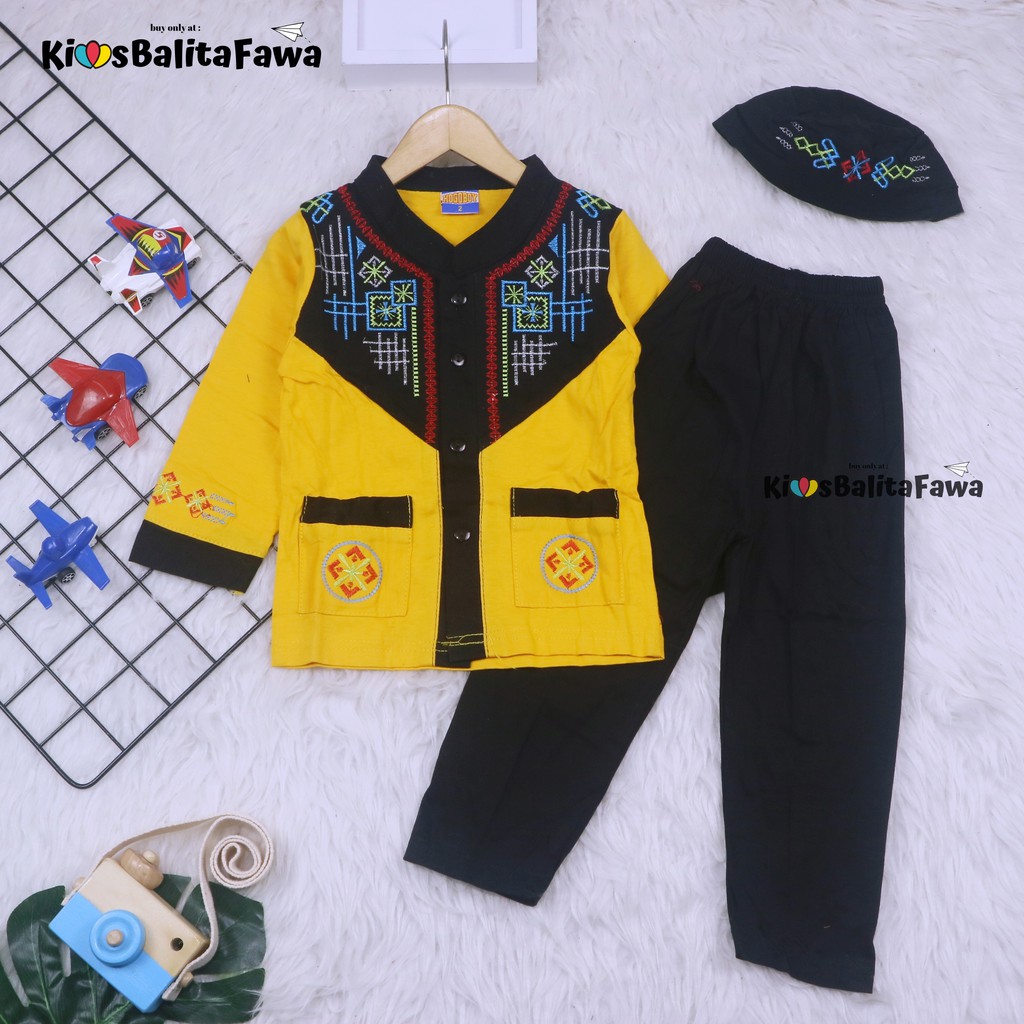 Baju Koko Kurta uk 1-2 tahun / Setelan PREMIUM BORDIR Muslim Anak Laki Laki Polos Turki Bayi Balita