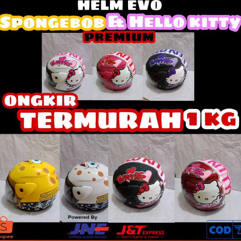 HELM EVO EVOLUTION MOTIF HELLO KITTY DAN SPONGEBOB PREMIUM/HELM EVO HALF FACE/HELM EVOLUTION