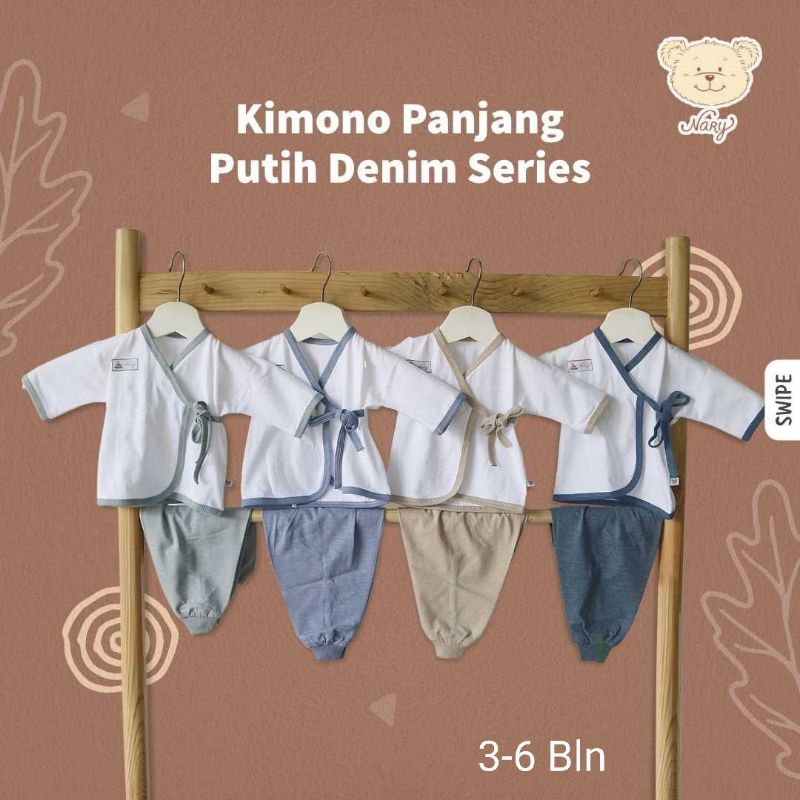 NARY Kimono Pendek &amp; Panjang Bayi dan Celana Denim 0-3 Bln &amp; 3-6 Bln