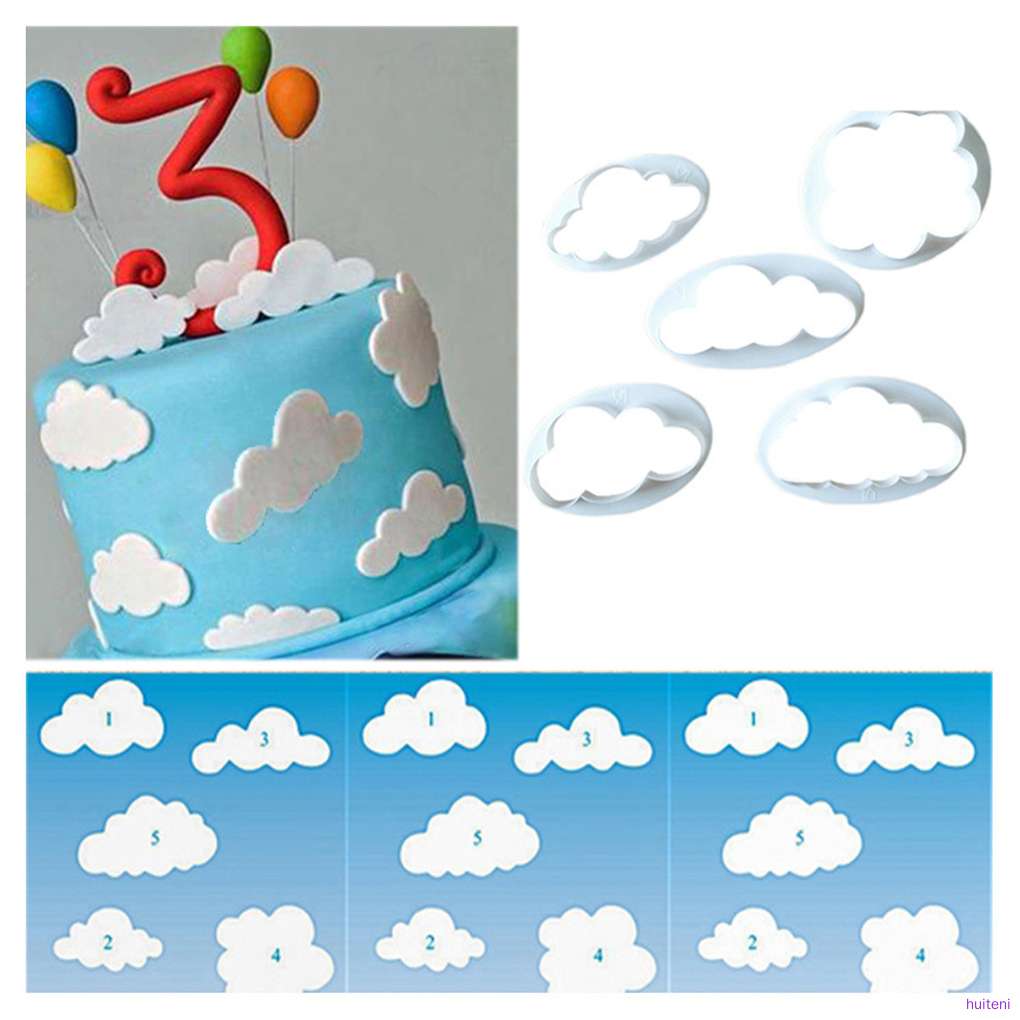 5pcs Baking Molds Cloud Shape Fondant Moulds Silicone DIY Cake Decoration Cookie Kitchen Accessory  huiteni