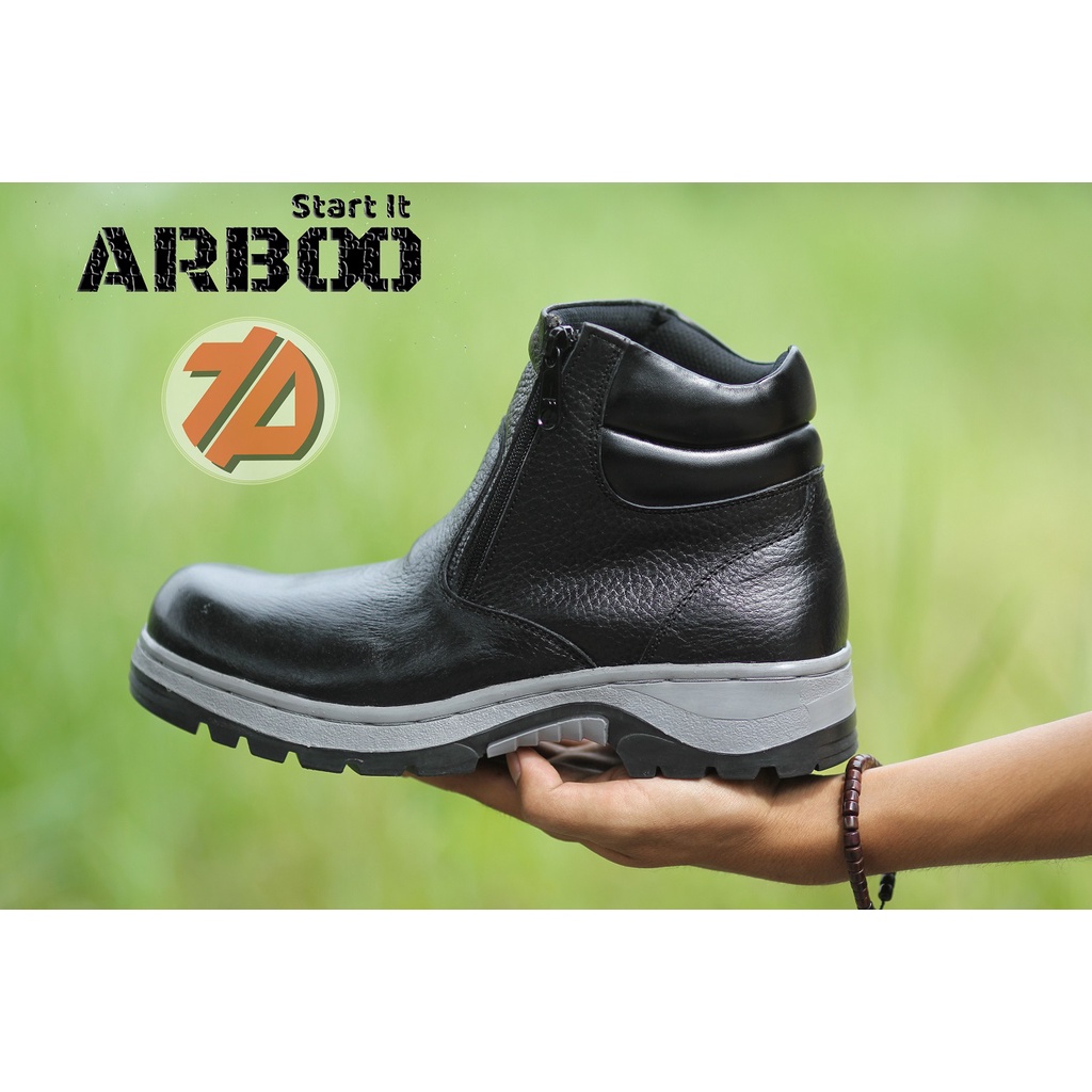 SEPATU CHEETAH BOOTS SAFETY ARBOO CH20 KULIT SAPI ASLI UJUNG BESI SEFTY PRIA COD