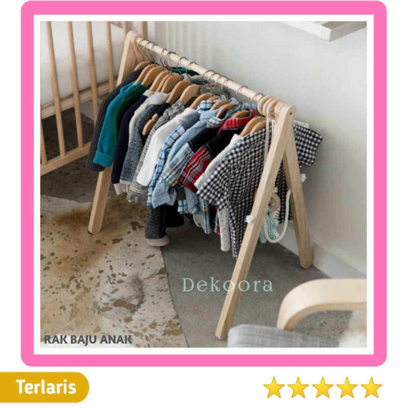 Rak Baju Anak, Stand Hanger, Gantungan Baju Kayu