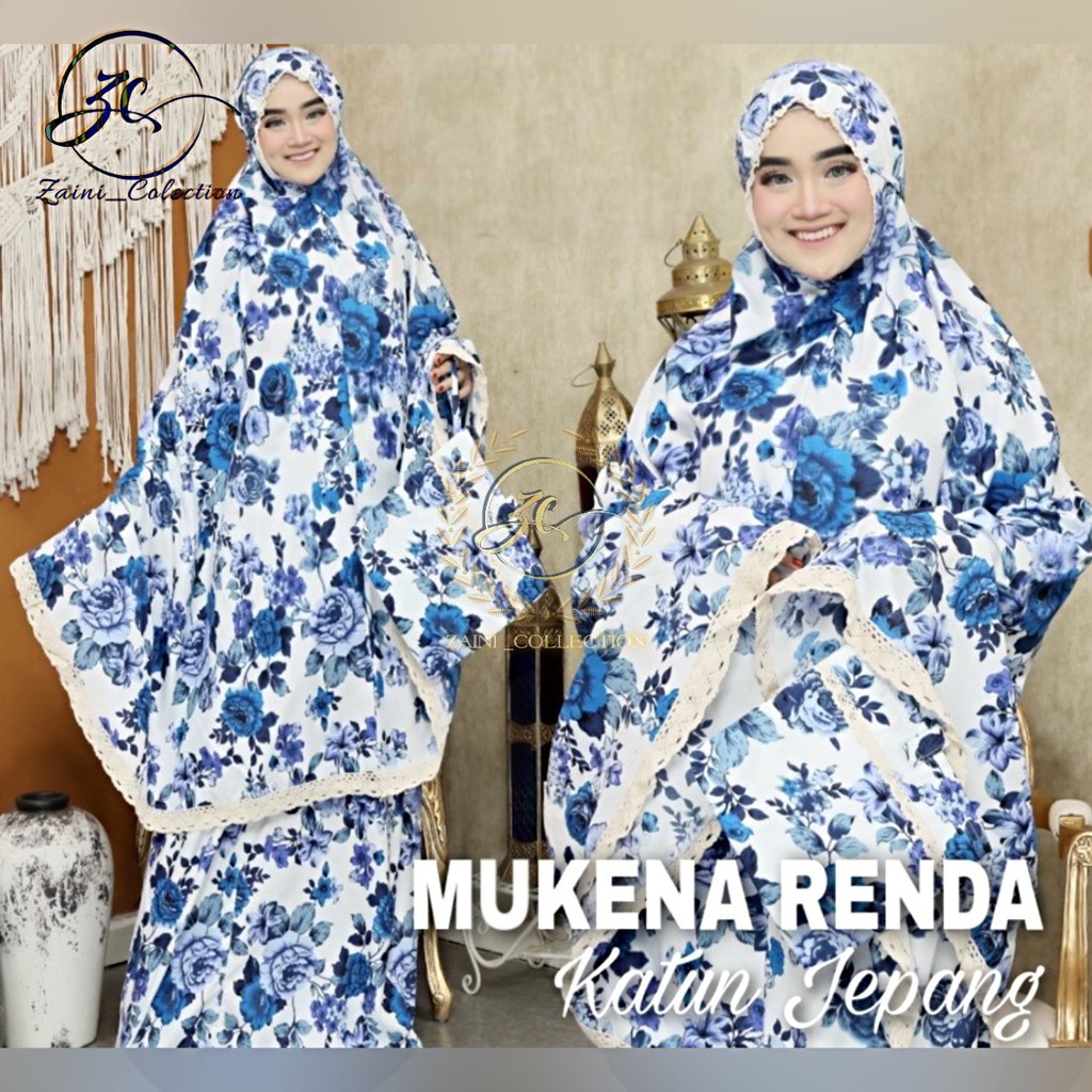 MUKENA DEWASA KATUN JEPANG RENDA KATUN JEPANG MOTIF BUNGA ELEGAN PREMIUM ADEM HALUS/ZAINI COLLECTION