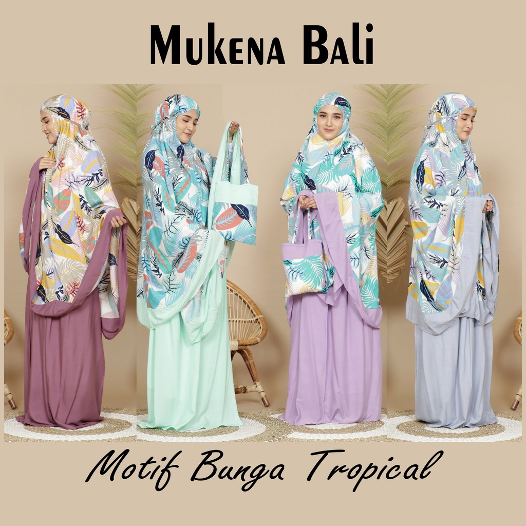 Mukena Bali Bunga Tropical Super Jumbo  By Zahwa Untuk Dewasa Dan Remaja Bahan Rayon Premium Murah dan Terbaru