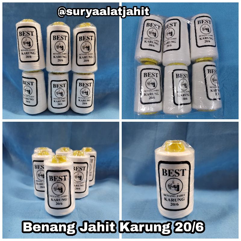 Benang Jahit Karung 20/6 Best putih kwalitas bagus =rp.7.500/1pcs