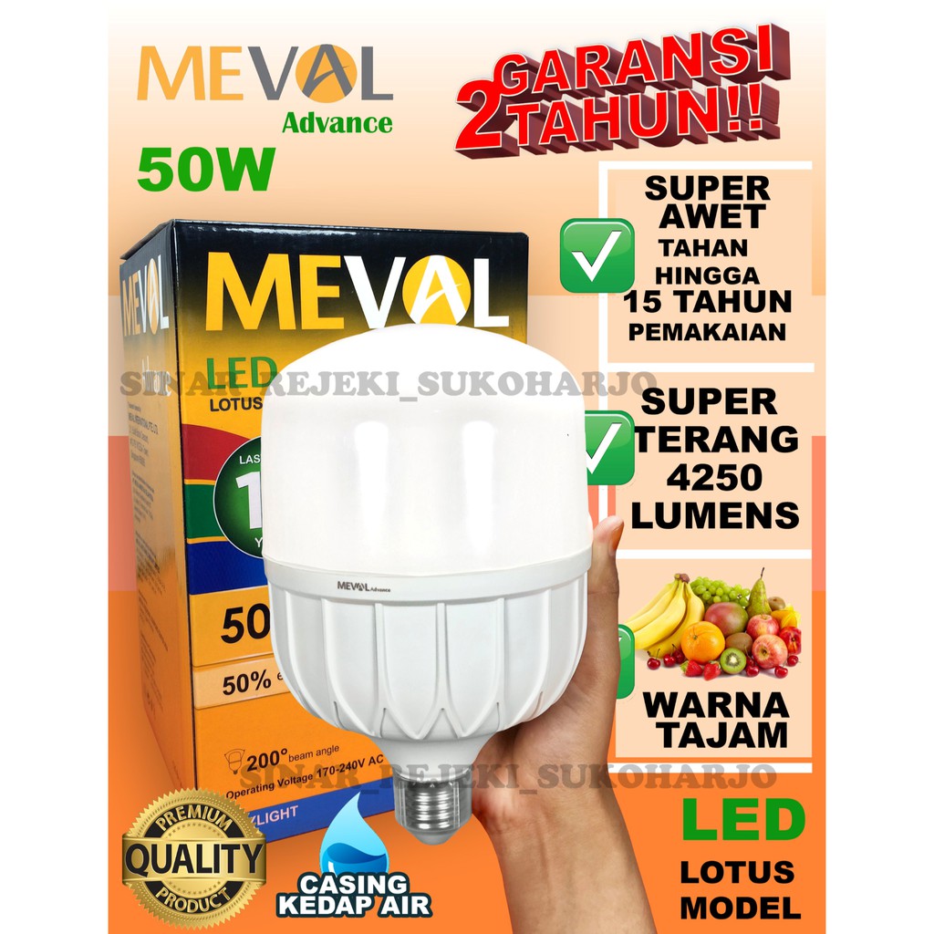 Meval LOTUS 50W LED JUMBO KAPSUL Capsule Putih Kapsul PREMIUM