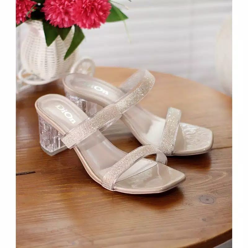 BIG SALE RAMADHAN sandal Heels Wanita kekinian viral 2021 hak Kaca sandal TRENDIterlaris COD