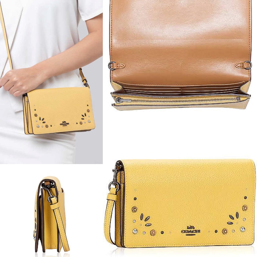 Tas Coach Hayden Foldover Crossbody Prairie Rivets Sunflower New Original
