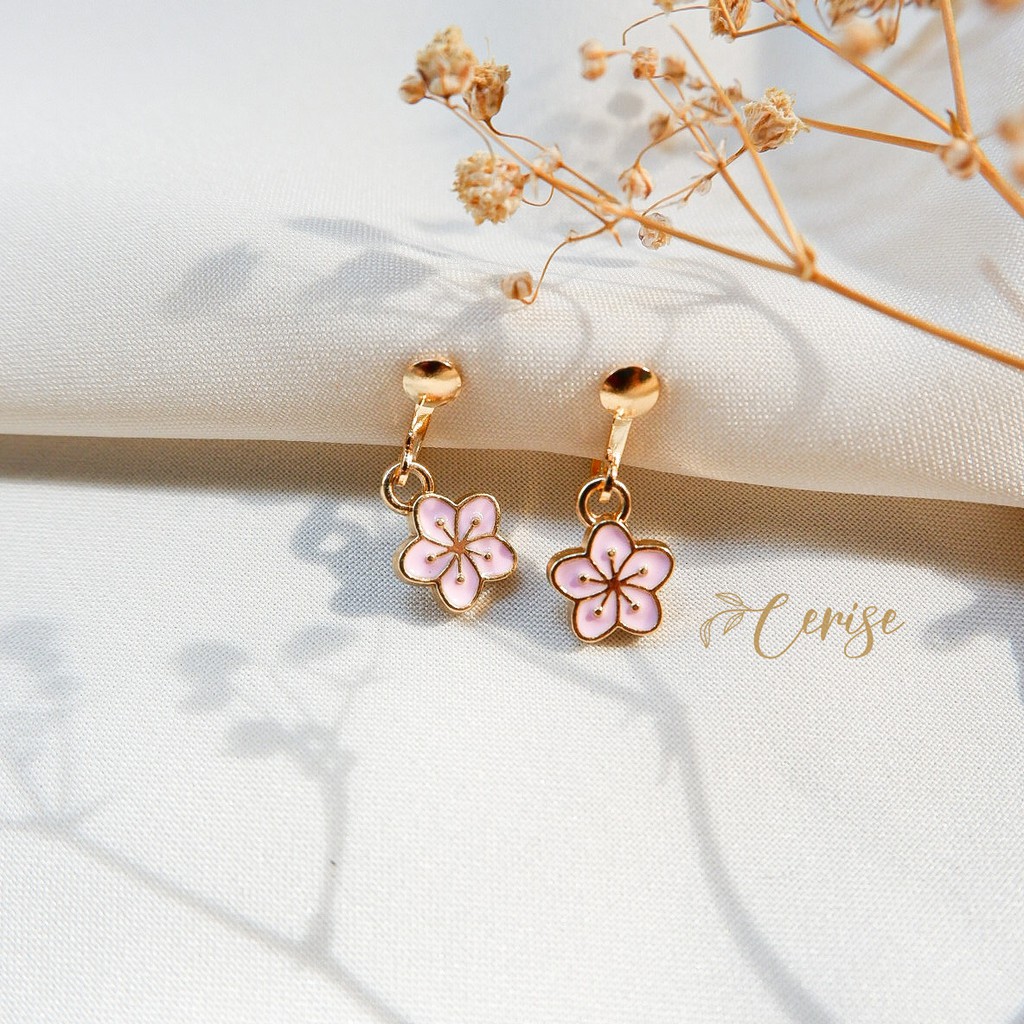 Sakura earring | Anting jepit bunga korea cantik aksesoris wanita korean style trendy stylish