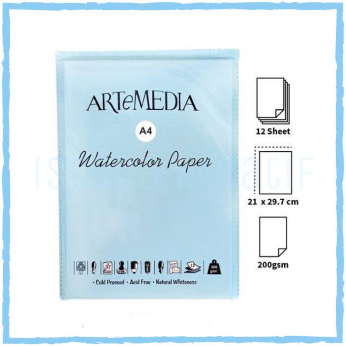 

Artemedia A4 Watercolor Paper 200GSM / 12 Lembar / Kertas Cat Air 200gsm / Watercolor Paper
