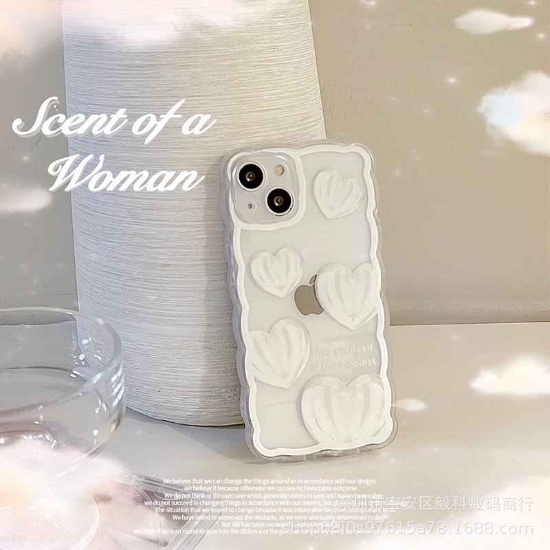 White Heart Softcase Case HP Lucu for iphone XS Max XR 11 Pro Max 12 Pro Max 13 Pro Max