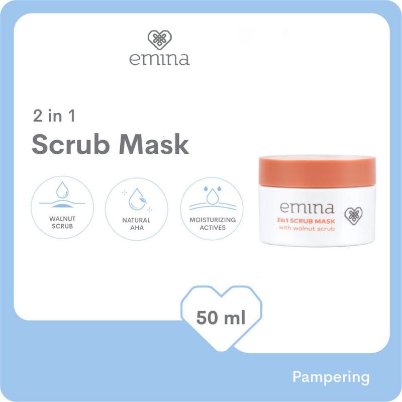 Emina 2 in 1 Scrub Mask 50 ml - Masker Eksfoliasi