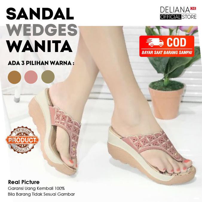 [[BISA COD]] Sandal Sendal Jepit Wedges Ibu Ibu2 Kondangan Wanita Cewek - A026 - Salem, 40 Kode 610